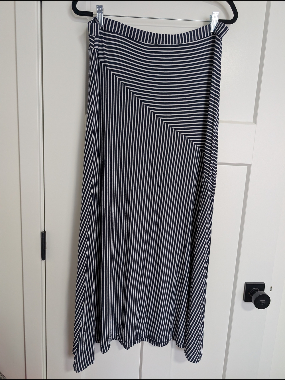 Style & Co. Navy and White Striped Maxi Skirt